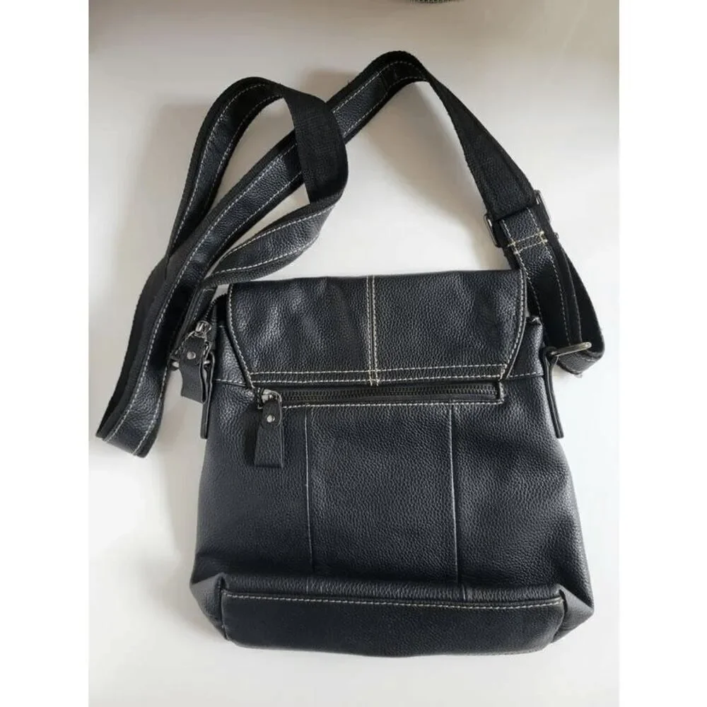 Men's Genuine Leather Messenger Shoulder Tablet Bag